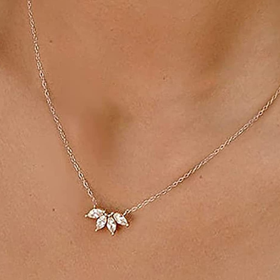 Luli Cross-Border Foreign Trade Jewelry Single Layer Double Layer Gold Cross Chain Zircon Crystal Glass Pendant Women's Necklace Wholesale