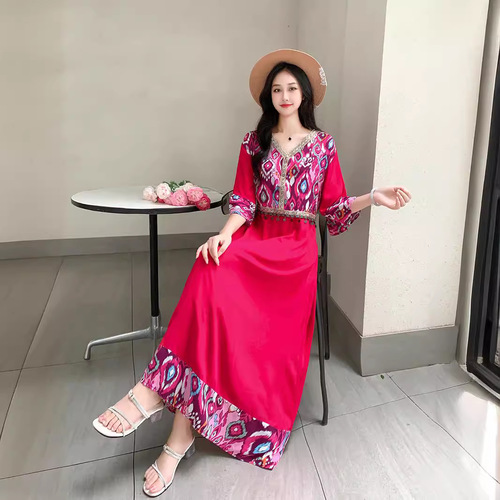 Women's Chinese-style modified summer dress with short sleeves, literary and retro ethnic style, Yunnan vacation dress
