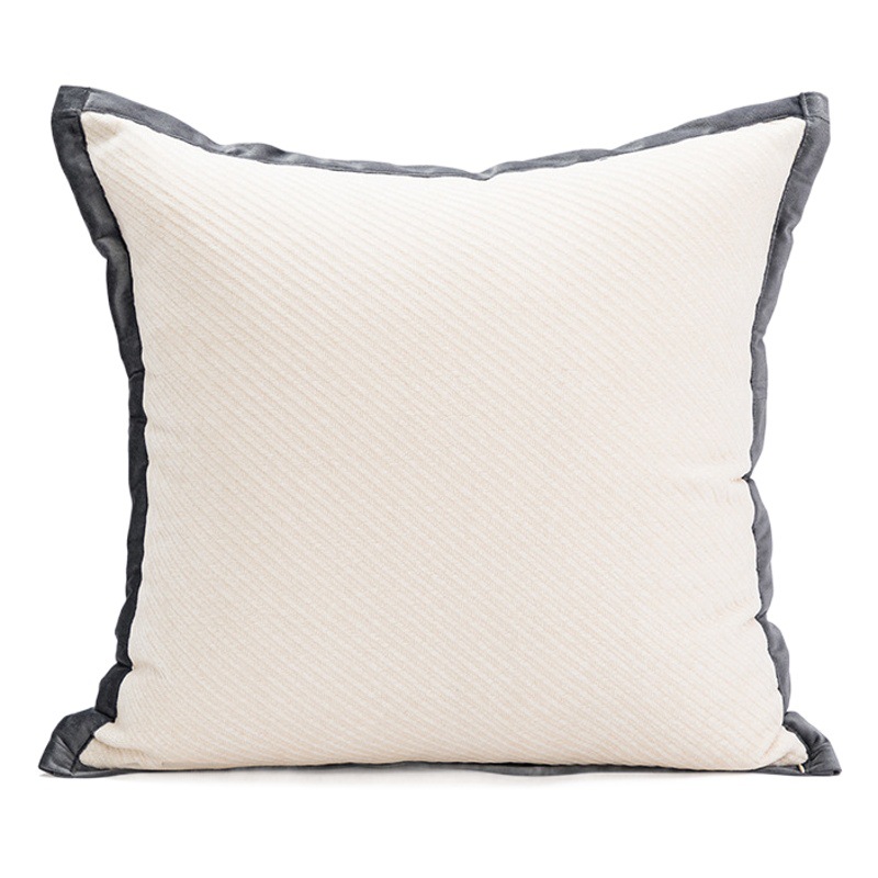 Nórdico ins estilo blanco y negro almohada dormitorio Bahía ventana geométrica cojín moderno pu parche bordado felpa cintura almohada