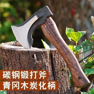 Cross-Border Outdoor Long-Handled Portable Hand Ax for Splitting Firewood, Hand-Forged Camping Ax, Forged Woodworking Mountain-Opening Niman Ax