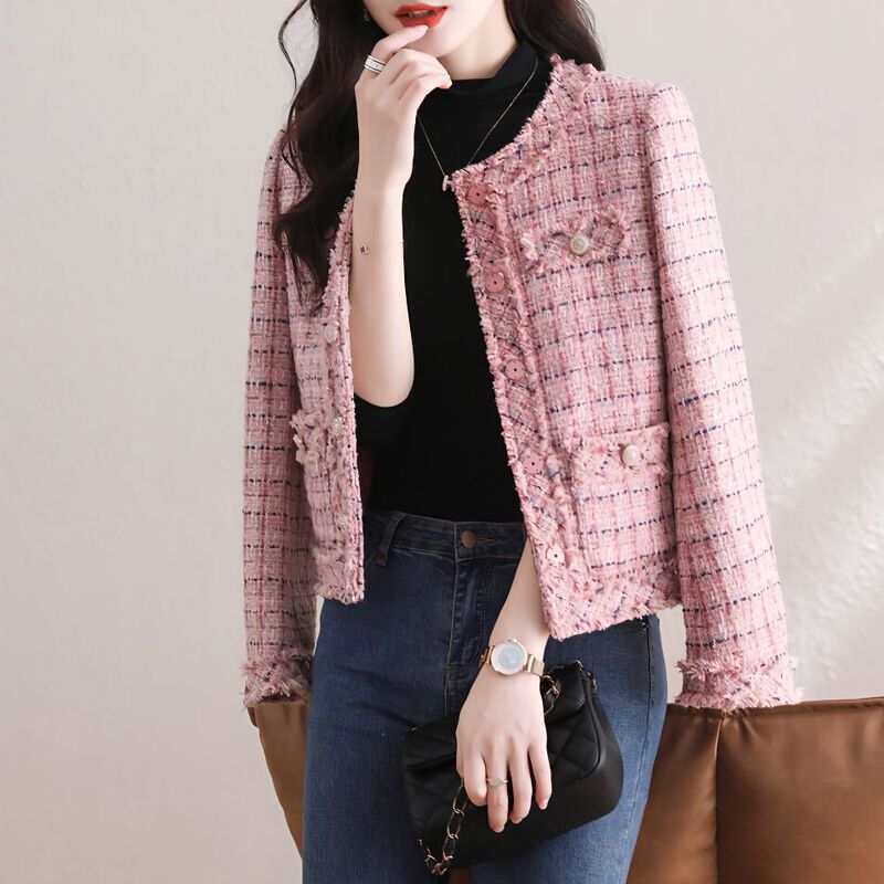 Chanel Style Coat Women's 2025 Spring New Shell Powder Short Slim-Fit Outer Wear High-Level Socialite Elegant Top