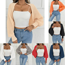 女士开衫跨境欧美女装宽松休闲保暖披肩不规则毛衣外套M1071