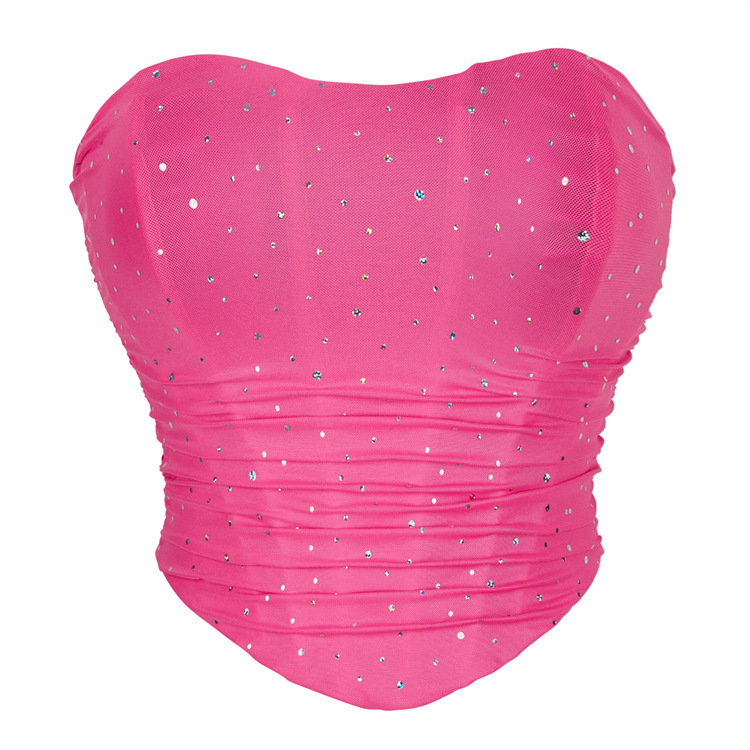 Nuevo hilo de malla transpirable con sequinilla elástico de soporte de pecho chaqueta sexy estación independiente de suministro transfronterizo de comercio exterior transpirable