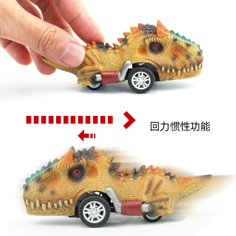 Juguete para niños ciencia y educación dinosaurio modelo cognitivo simulación pintada a mano dinosaurio de carreras todoterreno Tire hacia atrás pequeño juguete de carreras