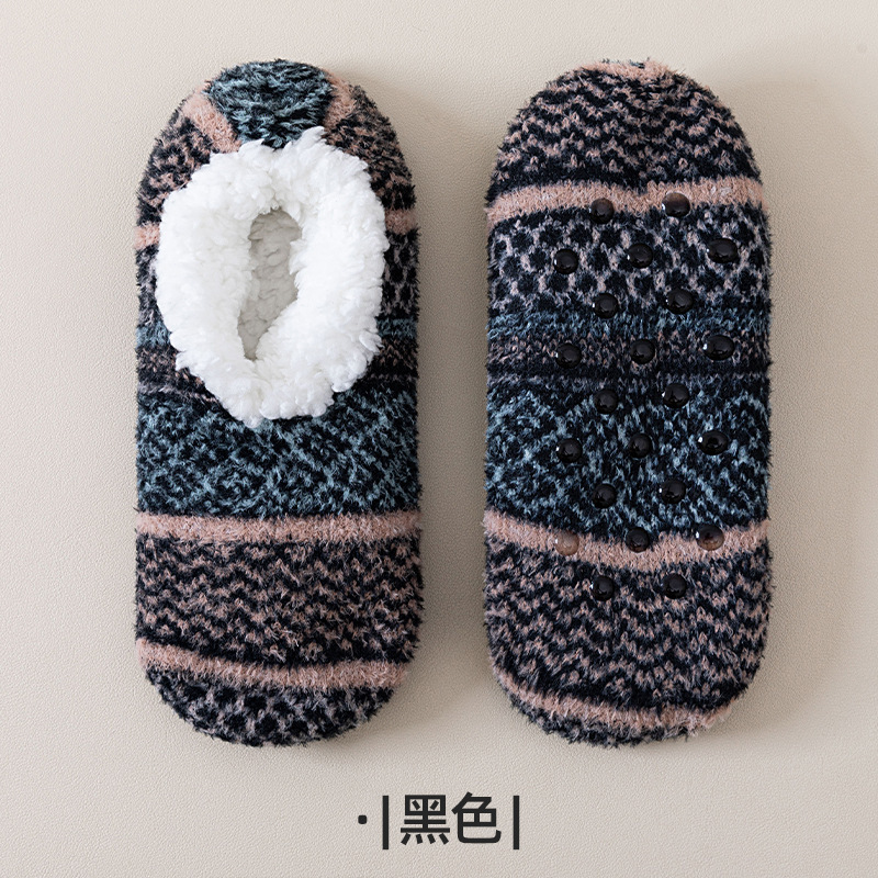 Calcetines de piso de invierno de coral super grueso no se cae el pelo de silicona antideslizante interior calcetines de luna silenciosa