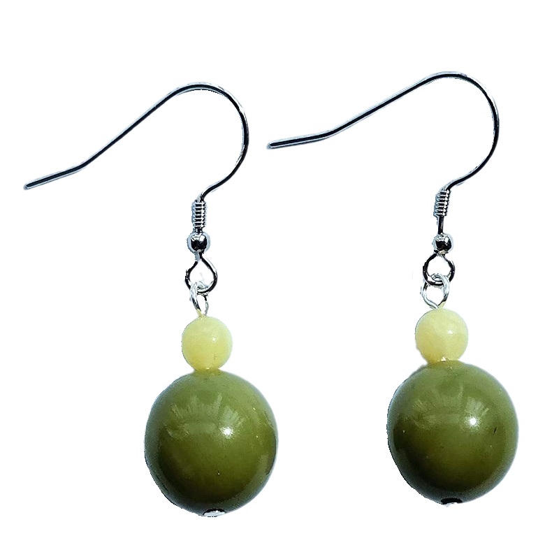 천연 알라 산 옥 귀걸이 아가로 밀랍 라운드 구슬 귀걸이 빈티지 예술적 틈새 순수한 실버 귀 고리