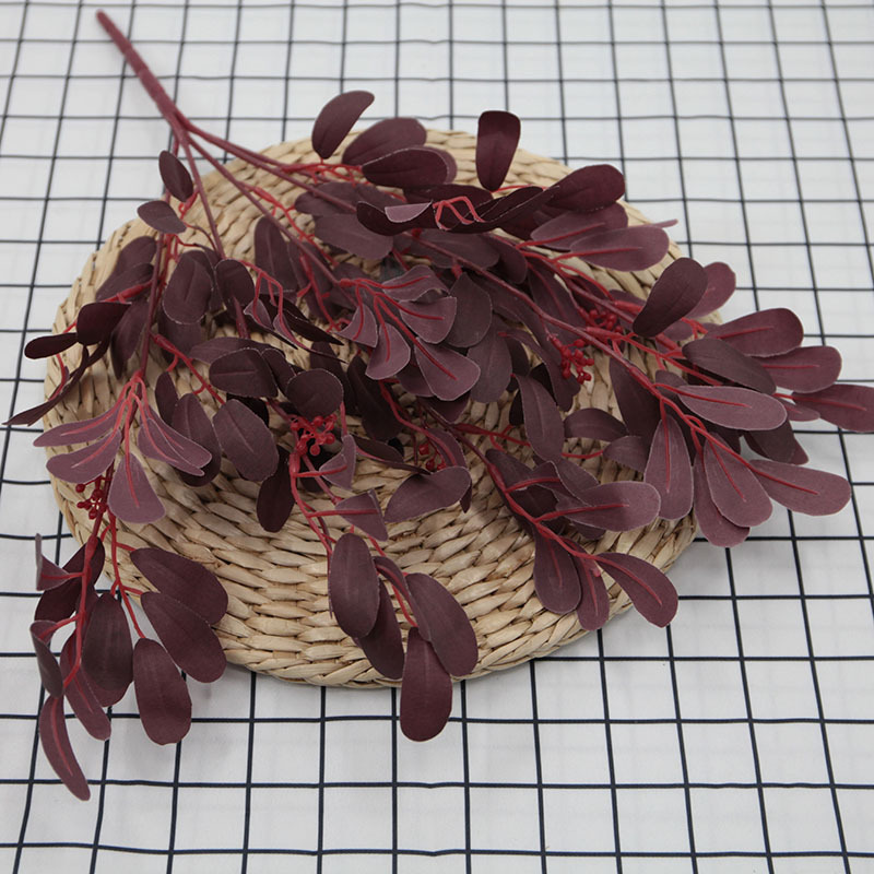 Hojas artificiales de cacahuete con 5 ramas, racimo de hojas de azufaifo, material de flores y hojas artificiales, hojas verdes decorativas, plantas verdes, flores artificiales, plantas al por mayor.