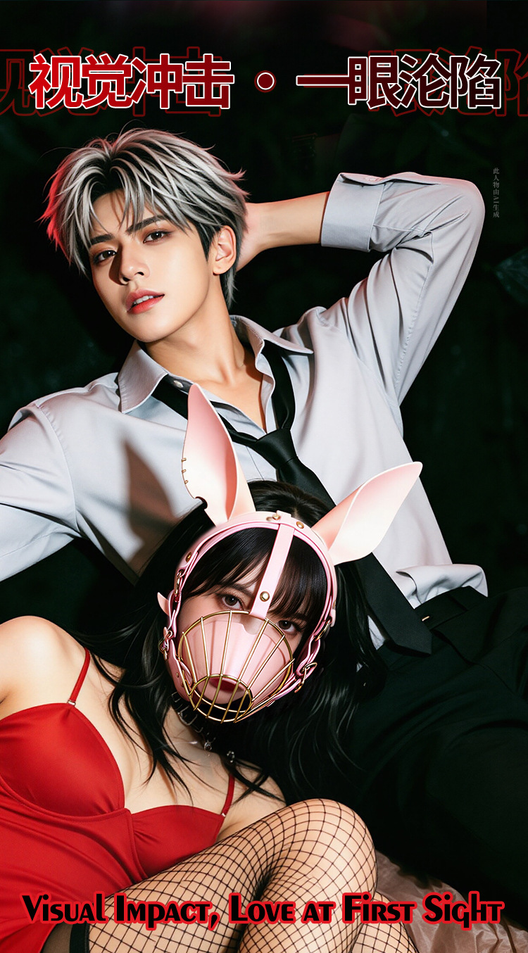 PU Leather Dog Roleplay Headpiece for Couples, Black Adult Costume Accessory — detail image 19