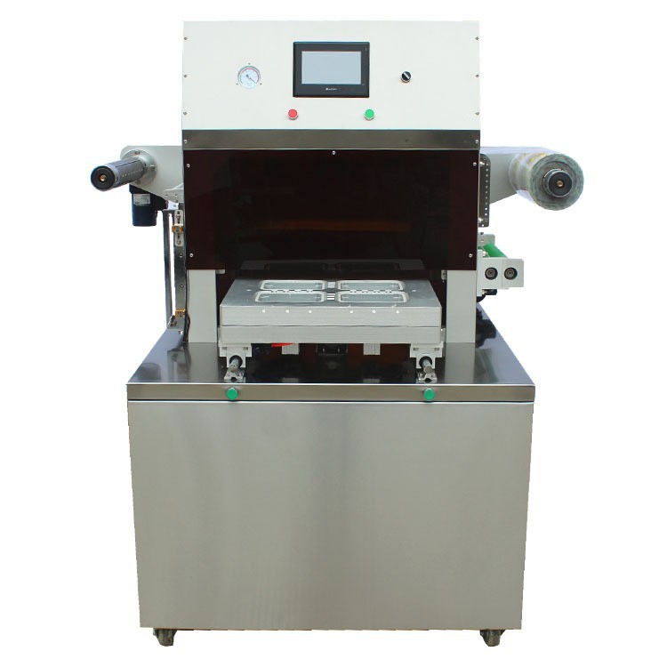 Máquina de envasado en atmósfera neumática automática de productos de pato cocido lo-mei, máquina de sellado de envasado en atmósfera neumática prefabricada al vacío tipo caja