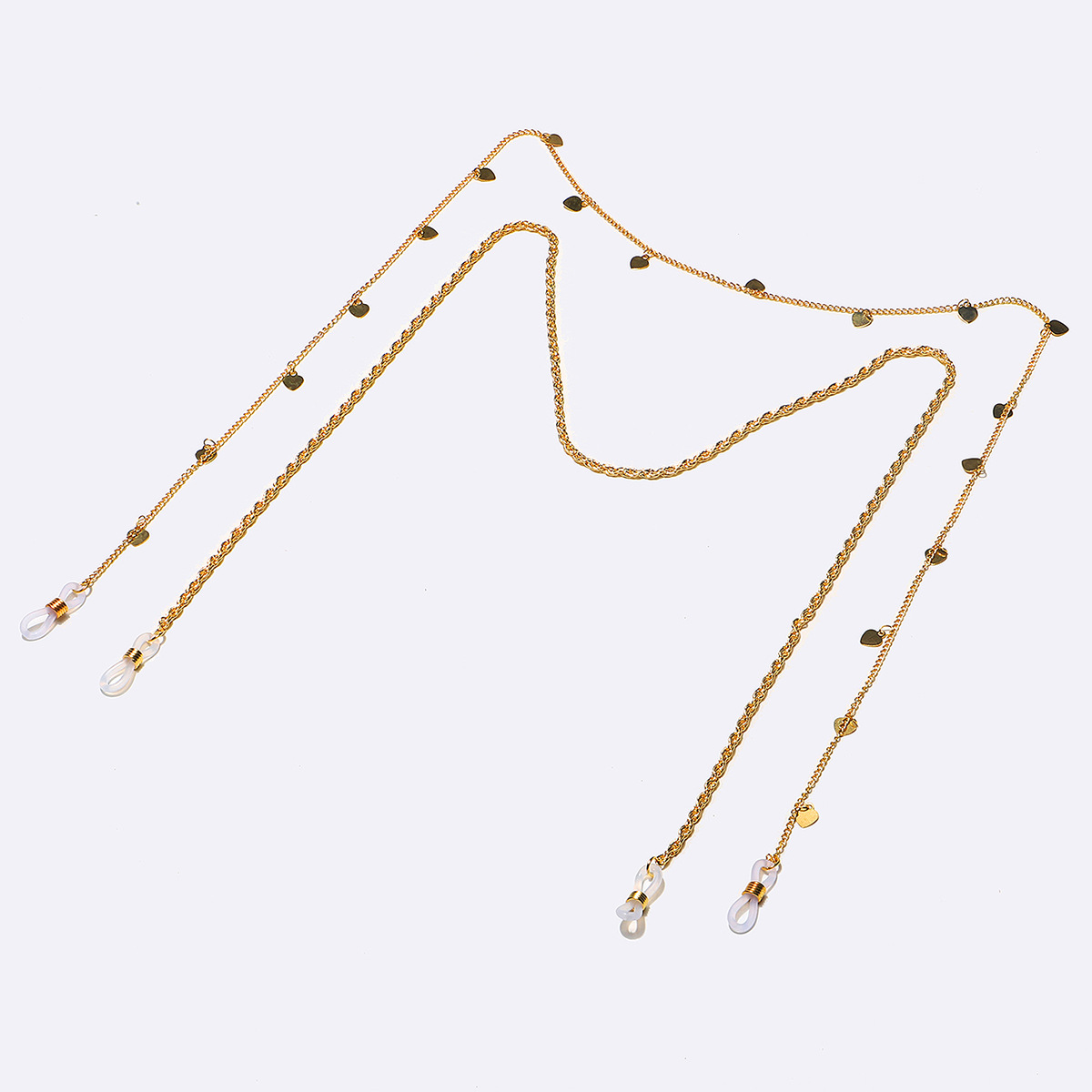 Einfache Mode Zweiteilige Kupfer Twist Herz Gold Brille Kette Großhandel Nihaojewelry display picture 3