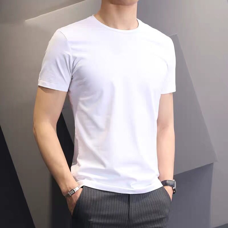 2021 summer short sleeve T-shirt men's four seasons solid color white round wholesale collar trend base shirt clothes half sleeve men 2021 summer short sleeve T-shirt men's four seasons solid color white round wholesale collar trend base shirt clothes half sleeve men