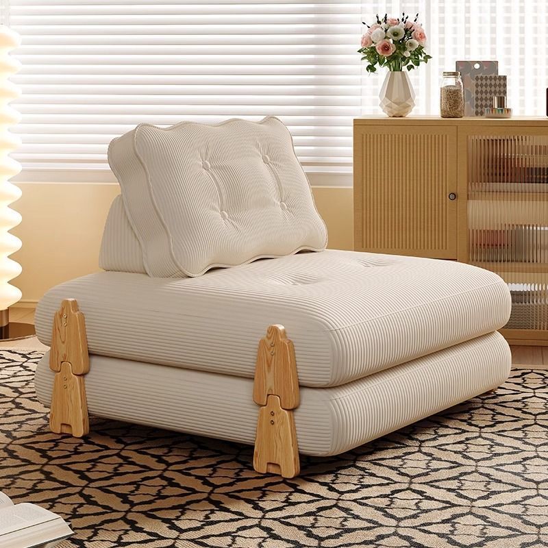 Module Building Blocks Foldable Combination Sofa Bed Solid Wood Single Dual-Use Small Apartment Cream Style Living Room Lazy Sofa