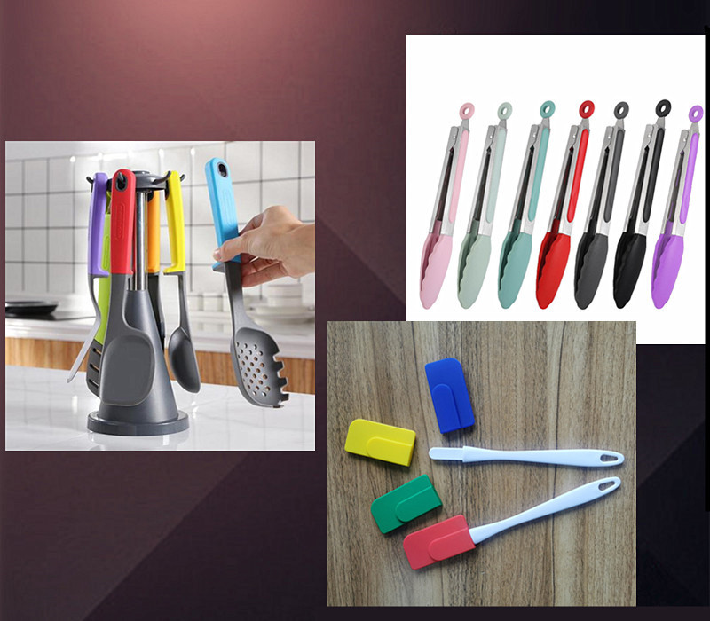 Özel İşlenmiş Gıda Sınıfı Silikon Mutfak Alet Seti Silikon Kaşık Spatula Pişirme 6 Parçalı Silikon Spatula Mutfak Alet Seti 3