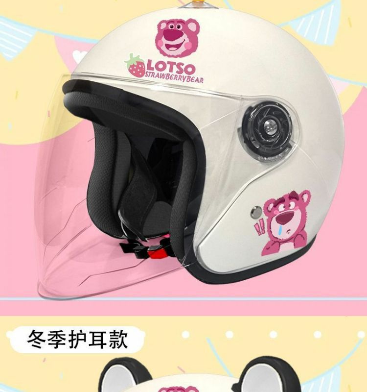 3C Half Helmet Electric Vehicle Helmet Women's Winter Earmuffs