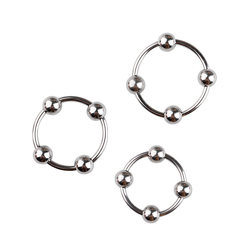 Metal Four-Bead Lock Ring, 50mm Inner Diameter, Non-Vibrating Penis Ring — detail image 2