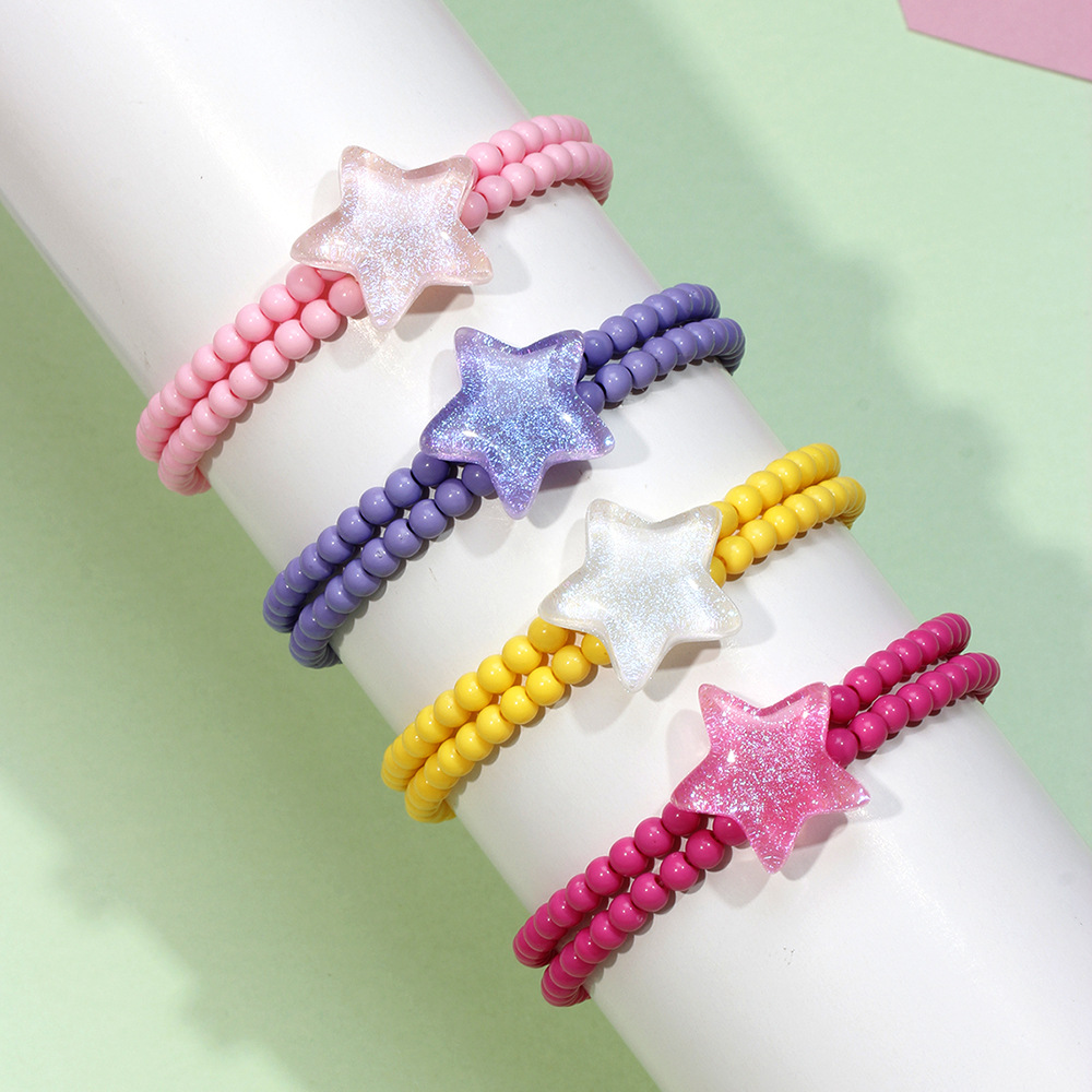 4 Pieces Cute Pentagram Arylic Beaded Kidu0027S Bracelets