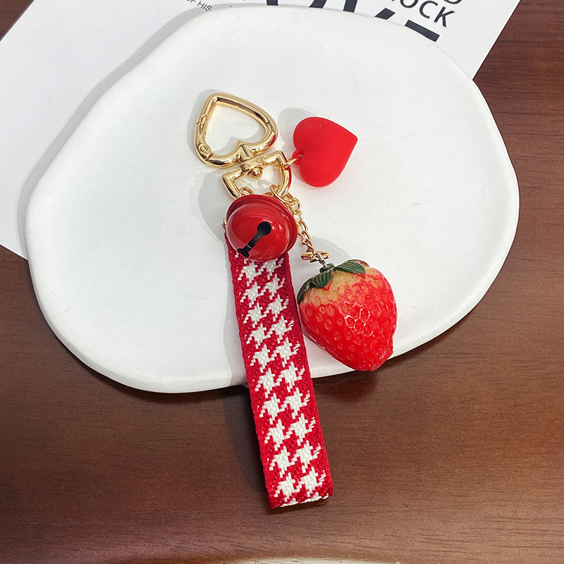 18g Weight Bag Pendant, Keychain Classification 1 Piece Quantity Holiday, Banquet, Daily Occasion Metal Material Strawberry Pattern Unisex Gender Korean Style Style Korean Style Strawberry Metal Unisex Bag Pendant Keychain 3
