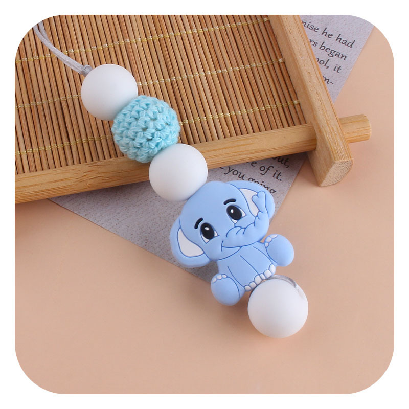 Bebé molar mordedor masticable colgante joyería de los niños mordedor palo de dibujos animados de silicona elefante teether collar