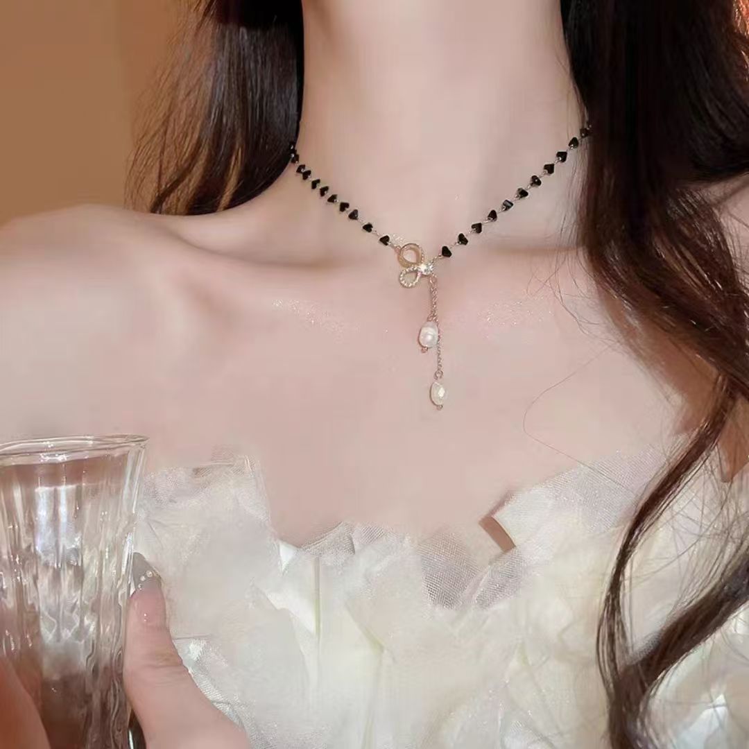Collier pendentif papillon en perles et zircon micro-pavé, style européen et américain, pour femme. Design de niche, polyvalent et haut de gamme._voghion.com