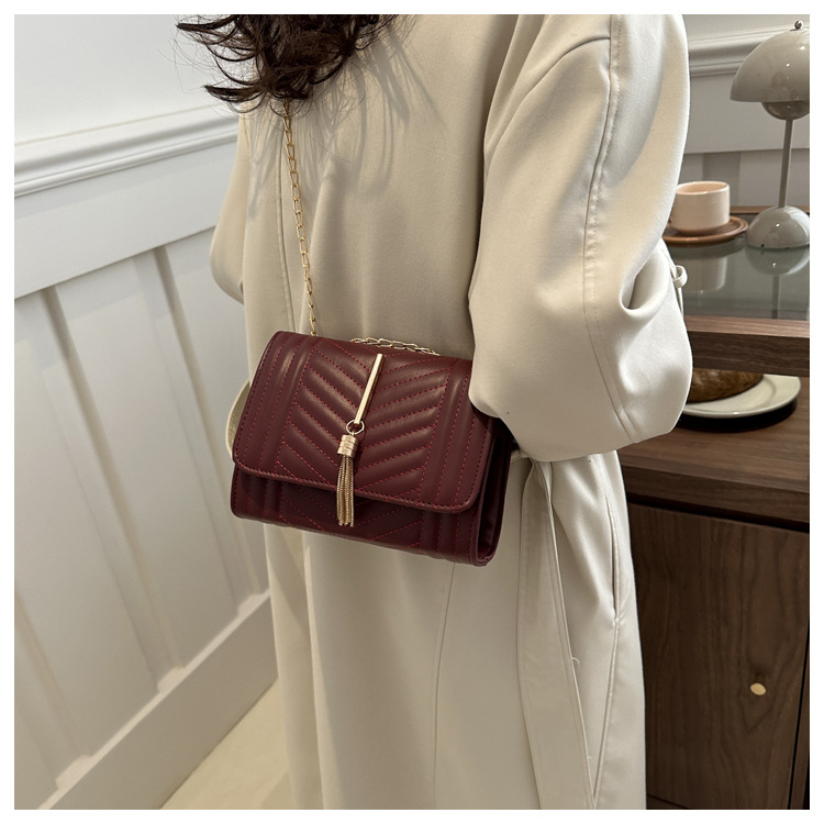 Borsa a tracolla donna con ricamo catena e nappine elegante_voghion.com
