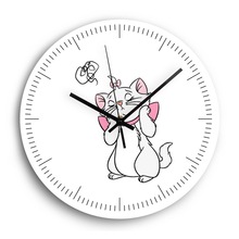 石英石机芯 耐用 亚克力陶醉猫咪卡通动物图案静音挂钟