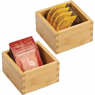 Bamboo Nut Storage Box Desktop Tea Bag Coffee Storage Box Without Lid Bamboo Wooden Box Multi-Compartment Movable Snack Box