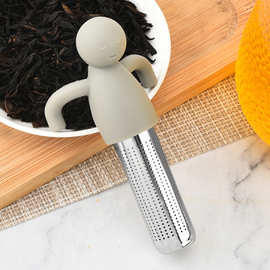 厂家批发 跨境304创意人形硅胶茶漏泡茶器不锈钢茶叶过滤器现货