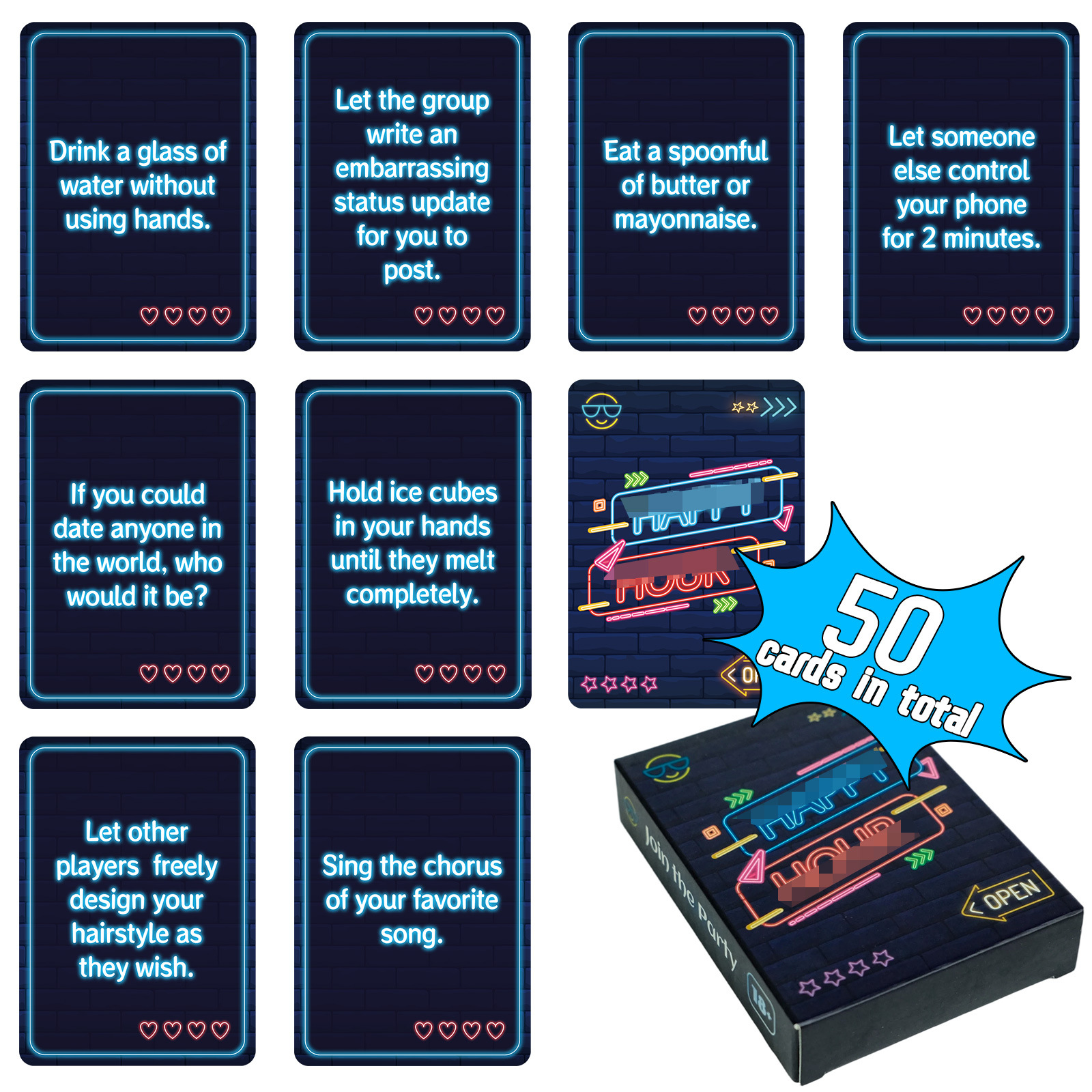 Party Game Board Cards, 50-piece Interactive Adventure Card Set_voghion.com