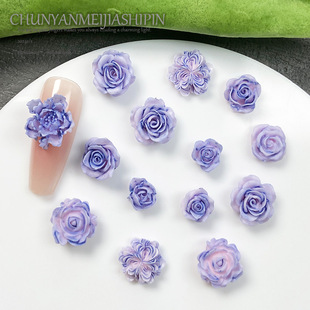 Live explosions dizzy rose camellia manicure jewelry high cold purple peony bud manicure decoration small jewelry batch