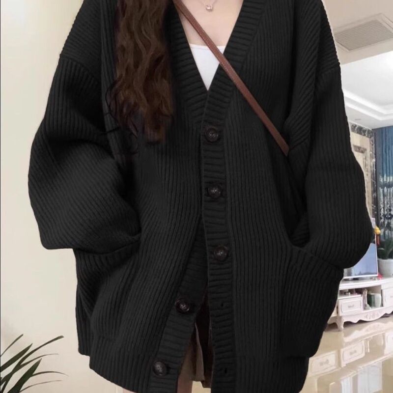 2025中长款毛衣外套女秋冬外搭日系慵懒复古奶系穿搭软糯针织衫24|undefined