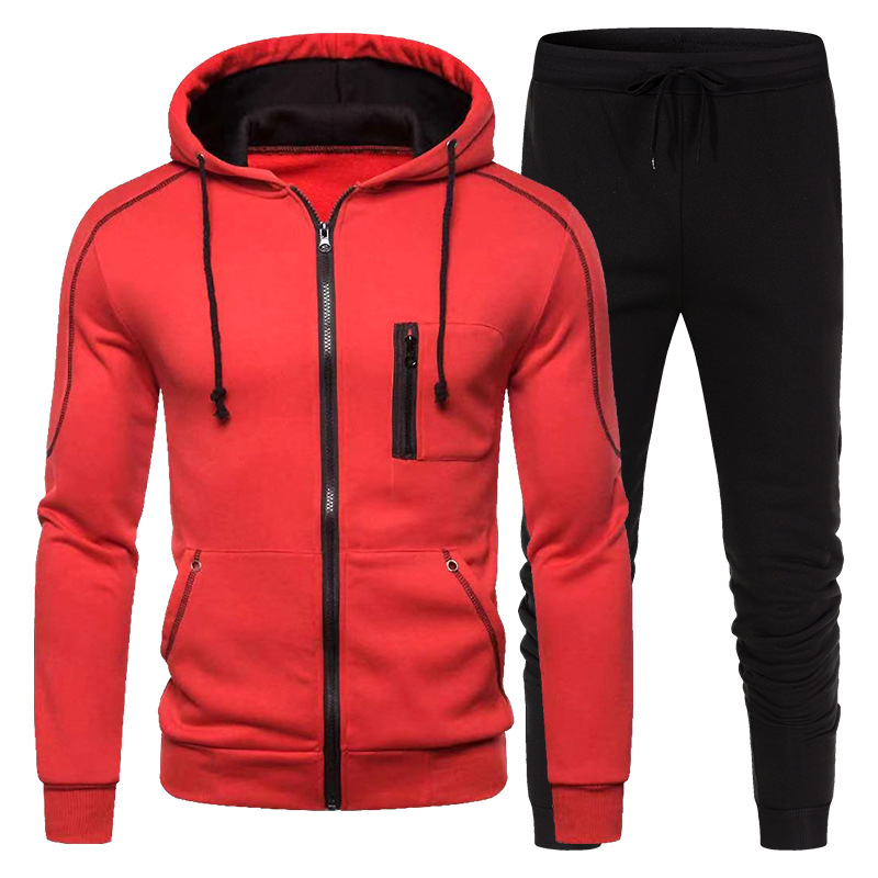 Transfronterizo de los hombres traje deportivo casual Comercio exterior suéter con capucha pantalones Otoño e Invierno cremallera Cardigan en stock lote