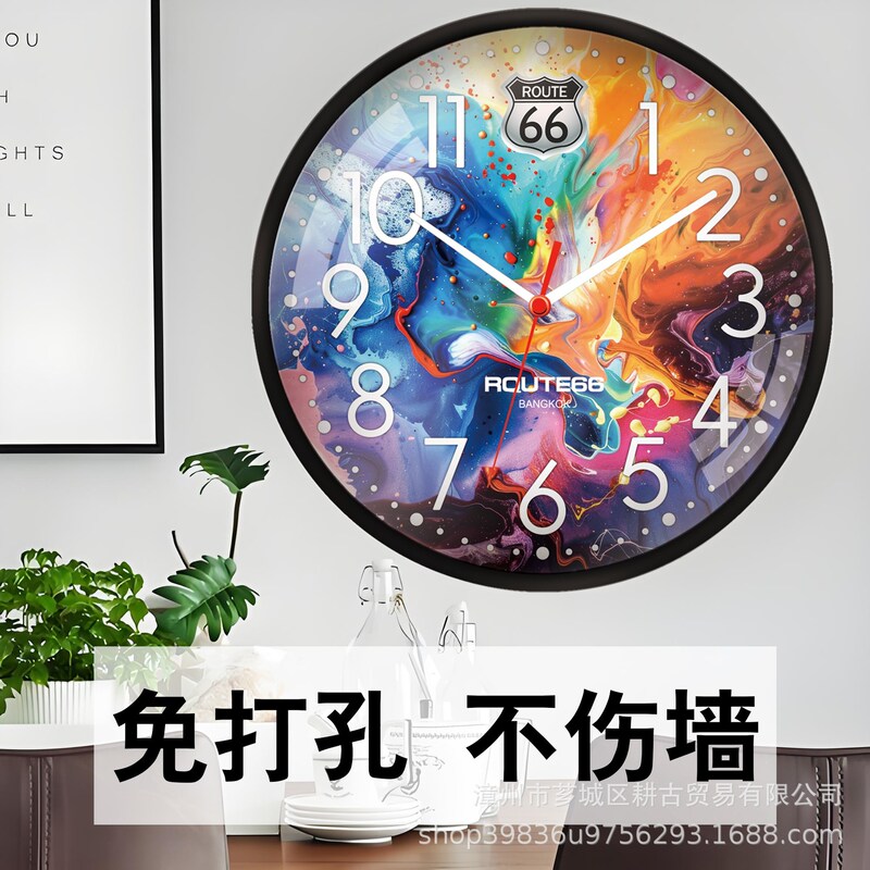 掛け時計泰系子供漫画円形静音寝室掛け時計象拳王レストラン時計|undefined