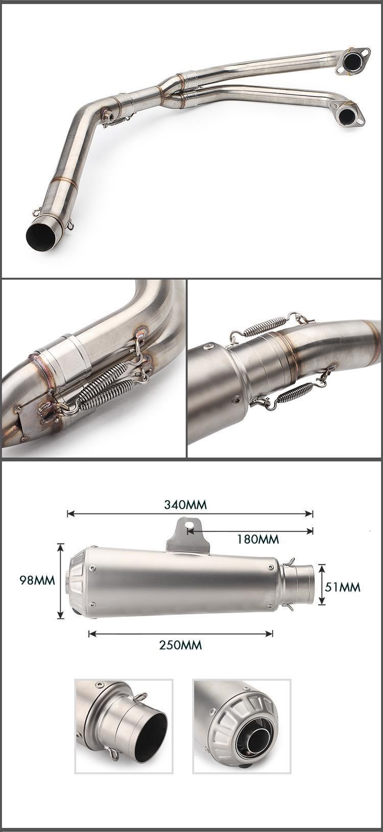 R3 R25 modified hexagonal back-pressure SC full exhaust system, motorcycle YZF-R3 R25 front exhaust pipe modification