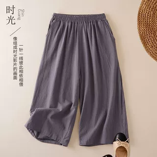 棉麻阔腿裤文艺复古休闲裤子春夏季新款百搭直筒裤子大码女装时尚