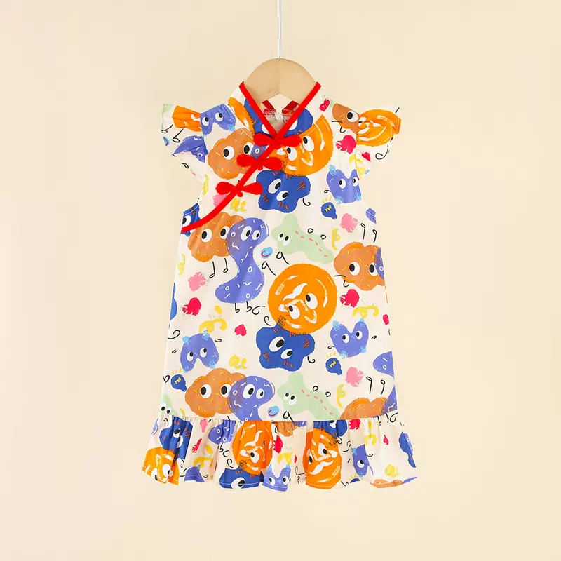 女童旗袍连衣裙2025夏季新款改良版民族风洋气夏款连衣裙一件代发