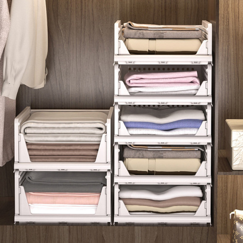 Clothing storage basket wholesale wardrobe toy Japanese plastic stackable drawer type clothes layered folding storage box