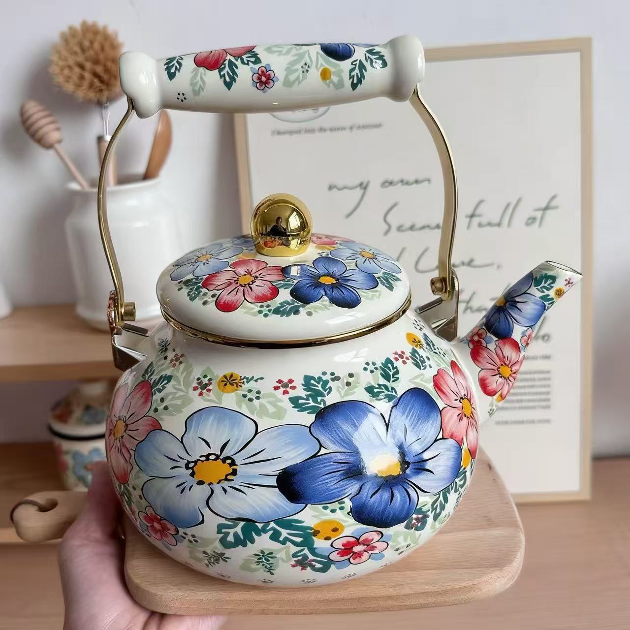 搪瓷茶水壶珐琅烧水壶凉开水泡茶壶平底煤气灶电磁炉茶壶