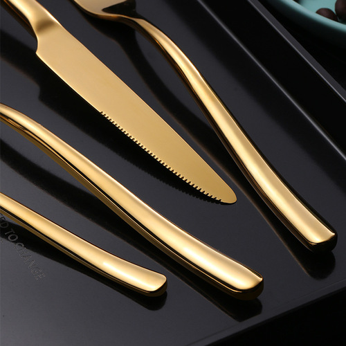 Cross-border 304 stainless steel western food cutlery, steak special high-end western food tableware wholesale moonlight knife, fork and spoon set