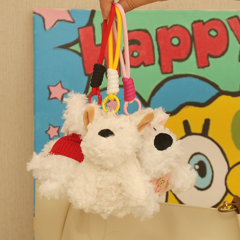 Red Red West Heights Perro de peluche Colgante de peluche Muñeca de dibujos animados Muñeca de cachorro garabateado Bolso colgante Llavero