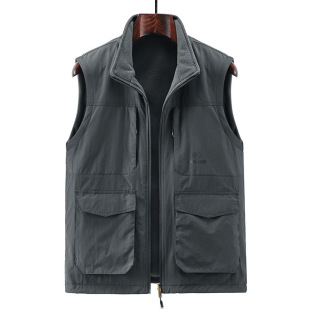 Autumn and winter double-sided quick-drying polar fleece vest men's middle-aged and elderly fleece-lined vest father's winter warm waistcoat