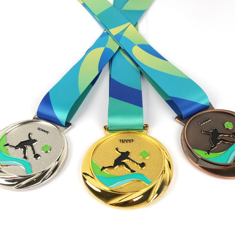 Medalla de metal listado de metal producción tenis oro y plata juegos de cobre competencia medalla Medalla Premio Conmemorativo producción
