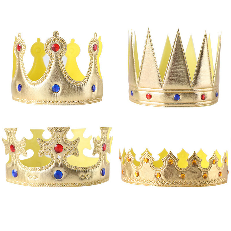 King Crown Halloween Children's Birthday Arrangement Props Golden Soft Cloth Crown Hat Headwear Party Supplies Wholesale