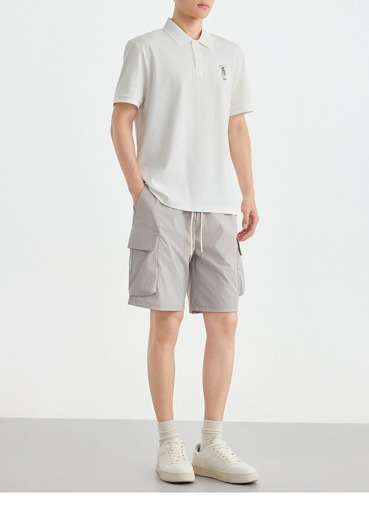 Áo polo nam cổ bẻ thêu họa tiết, tay ngắn, chất liệu cotton pha — đen chi tiết 23