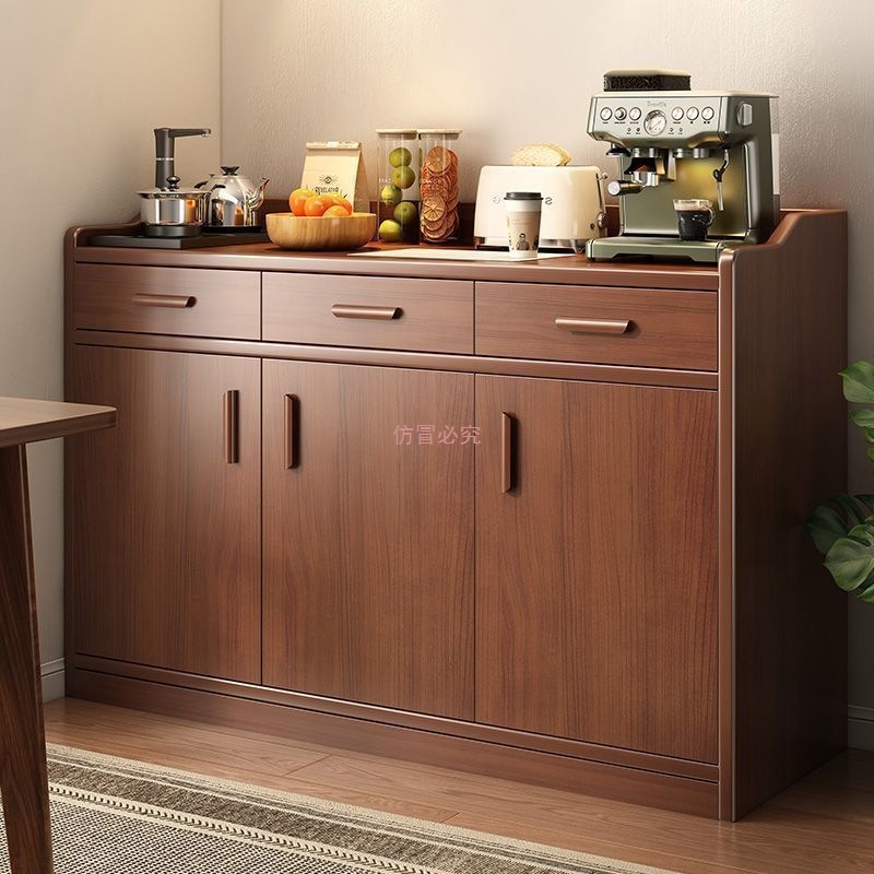 Solid Wood Sideboard Tea Cabinet Wall-Mounted Integrated Home Storage Cabinet Kitchen Storage Cabinet Living Room Large Capacity Storage Cabinet