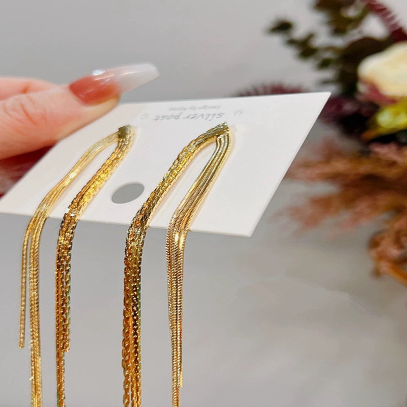 Tassel Pattern Women's Gender Plating Design 1 Pair Streetwear Tassel Plating Copper Drop Earrings