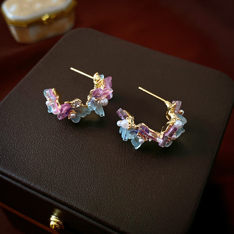 Geometric Pattern 1 Pair Sweet Geometric Inlay Alloy Acrylic Artificial Pearls Ear Studs