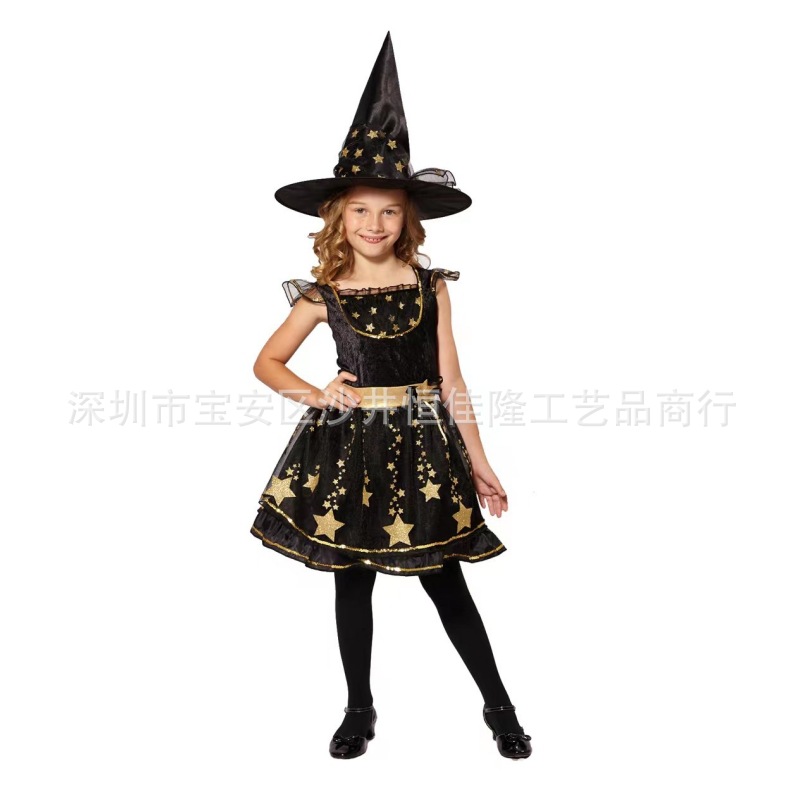 万圣节学校化妆舞会表演出服巫婆公主套装角色扮演巫师帽小女巫