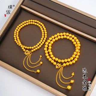 璞佐司凤同款沙金金珠爱心OT扣有求必应流苏手链项链百搭锁骨链女