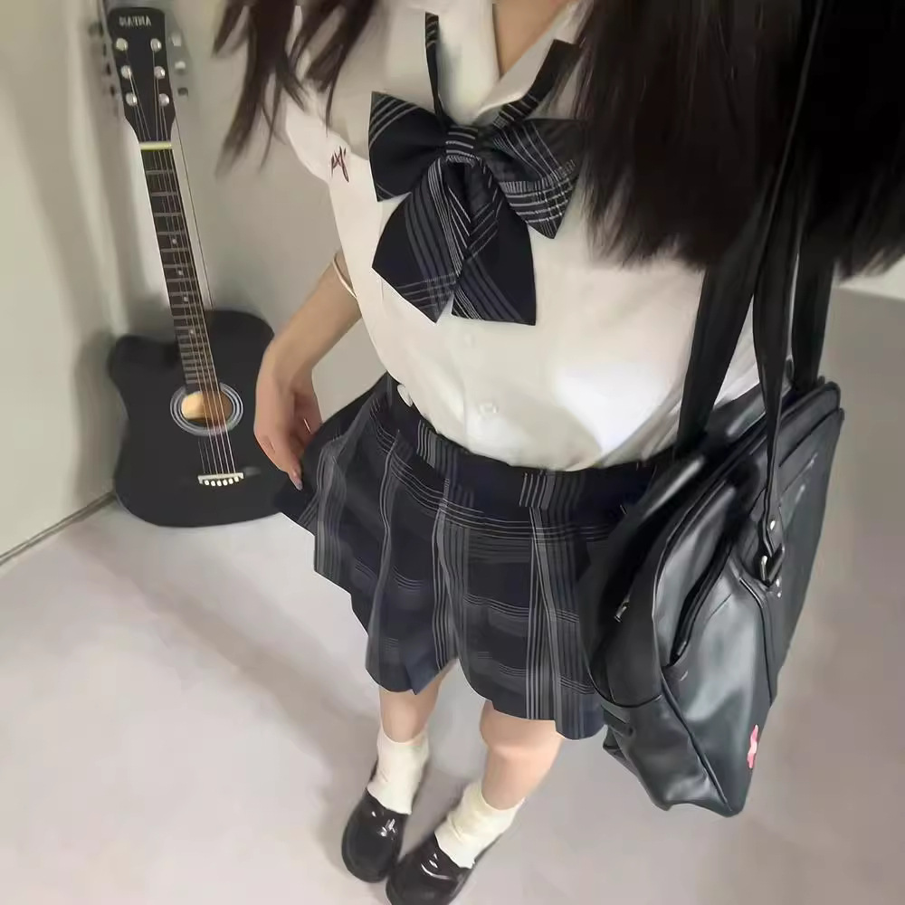 작은 토끼 원래 JK [QI] 격자 무늬 스커트 일본 교복 대학 스타일 블루 격자 무늬 스커트