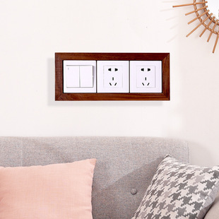 L Solid Wood Switch Frame Cover Decorative Wall Sticker Socket Beautifying Panel Shading Ugly and Dirty-proof Fillet Switch Protection P
